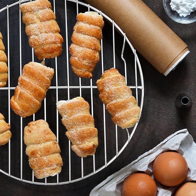 P&P CHEF 7½ Inch Cooking Rack Round, Stainless Steel Round Rack for Cooking Cooling Steaming Baking, Fit Air Fryer Pot Pressure Cooker, 2 Pack -Oven & Dishwasher Safe