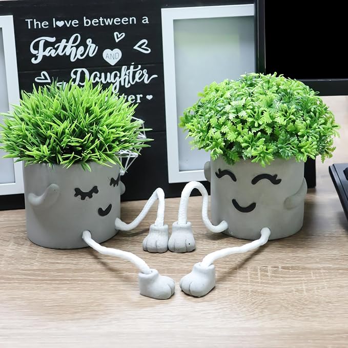 MAKHOT Set of 2 Artificial Succulent Plants in Pots, Fake Plant Faux Succulents - Image 2