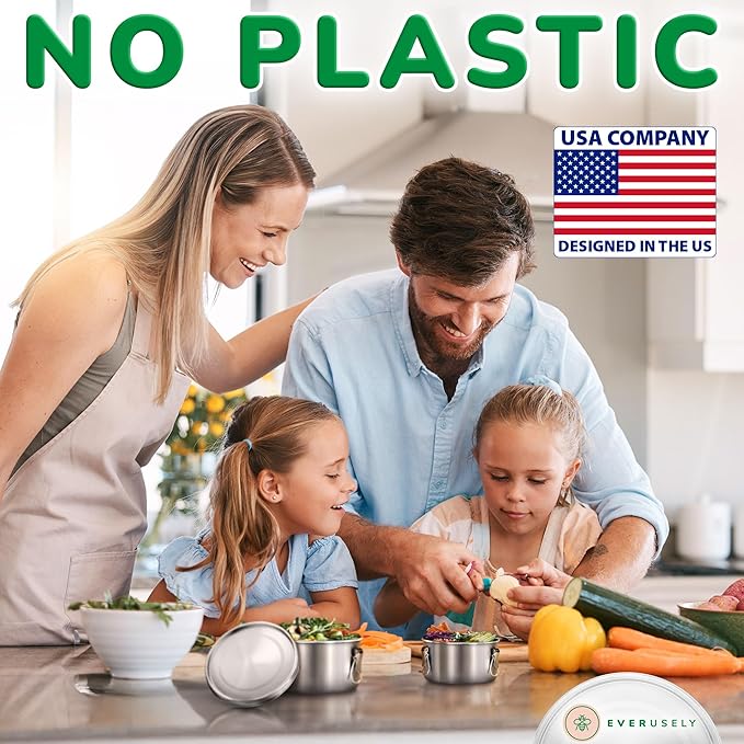 Stainless Steel Food Storage Container with Lid - 40 oz / 1.2 L - Metal Lunch + Meal Prep Tin with Food-Safe Leakproof Seal - Stackable Pantry Snack Organizer - Reusable Travel Lunchbox for Leftovers