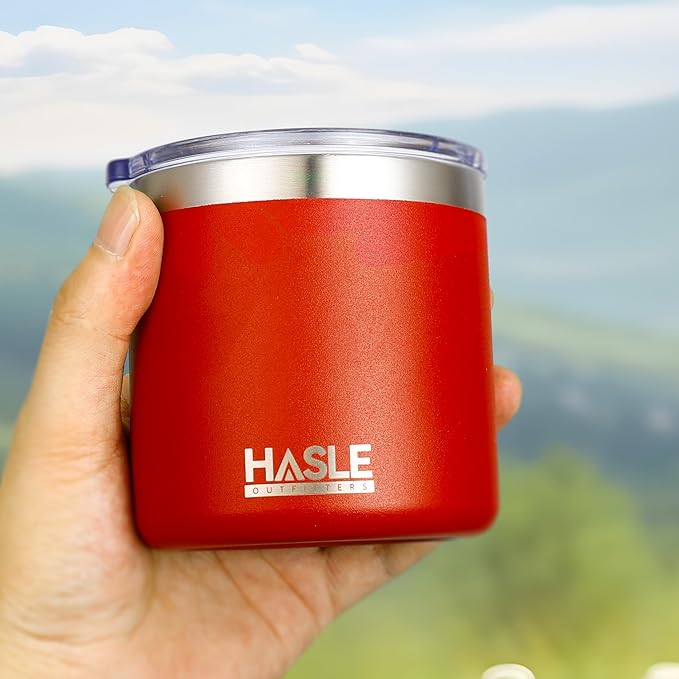 HASLE OUTFITTERS 10oz Insulated Tumblers with Lid and Straw,Stainless Steel Tumbler Travel Coffee Mug,Double Wall Reusable Tumbler Cup for Iced and Hot Drinks(Red,1 Pack
