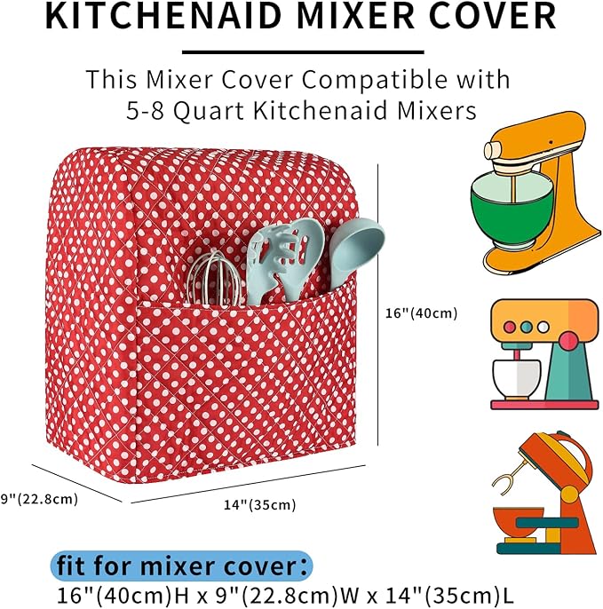 KitchenAid Mixer Cover - Compatible With 5-8 Quart Mixer, Includes Pockets