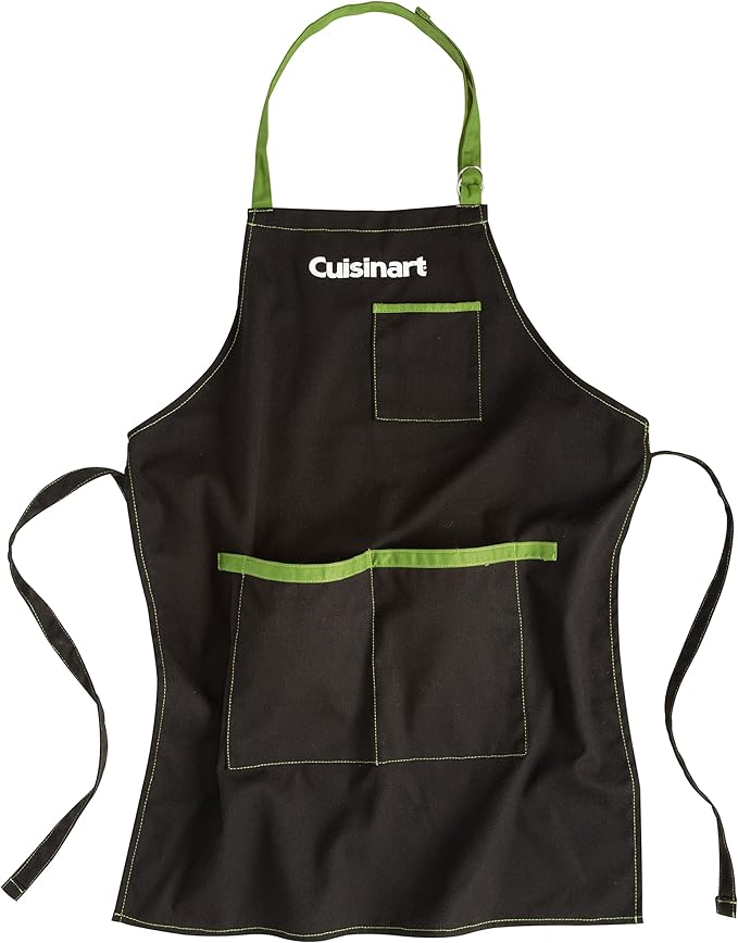 Cuisinart CFA-156 BBQ Apron and Magnetic Towel Set, Adjustable Grill Apron with Large Front Pockets