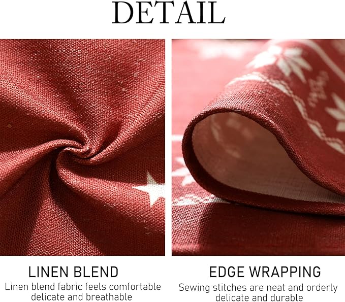 ISAENNE Designer Christmas Red Long Rectangular Tablecloth,Linen Table Cloth with Snowflakes Pattern,Wrinkle Resistant Decor Tablecloths for Dining Kitchen Thanksgiving Christmas,63"*102"-Carol C