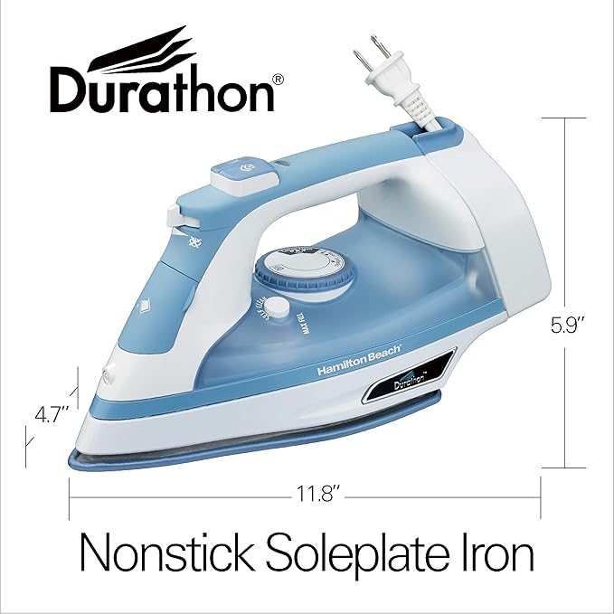 Hamilton Beach Steam Iron & Vertical Steamer for Clothe with Scratch-Resistant Soleplate, Adjustable Steam Settings + 8’ Cord Wrap, 3-Way Auto Shutoff, Anti-Drip, Self-Cleaning, 1500 Watts(Pack of 3)