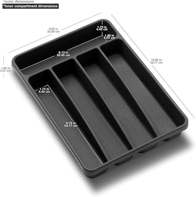 madesmart Value Mini Silverware Tray - Granite | VALUE COLLECTION | 5-Compartments | Kitchen Cutlery and Flatware Organizer |Easy to Clean | BPA-Free