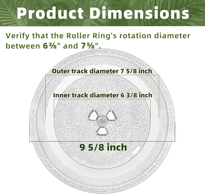 Smallest 9.6 Inch Microwave Plate Replacement Compatible With Panasonic Microwave Glass Plate F06016D00XN, 9.6" Microwave Plate Replacement for Nostalgia 0.7 cu.ft. 700W small retro microwaves