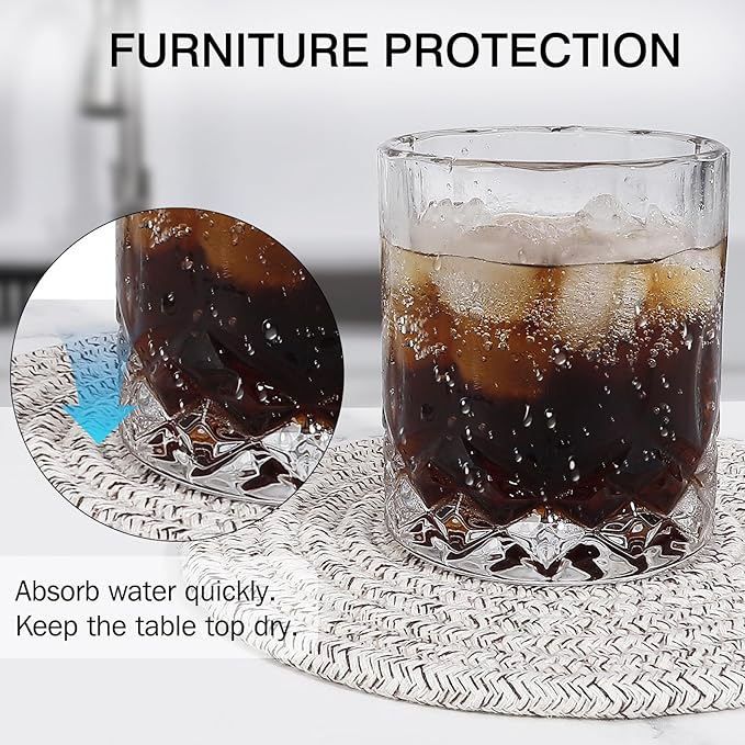 ME.FAN 7 Inch Trivets/Potholders 4 Set Cotton Thread Weave Trivets for Pots and Pans - Large Coasters/Hot Pads to Protect Desktop & Countertop - Mix Light Coffee