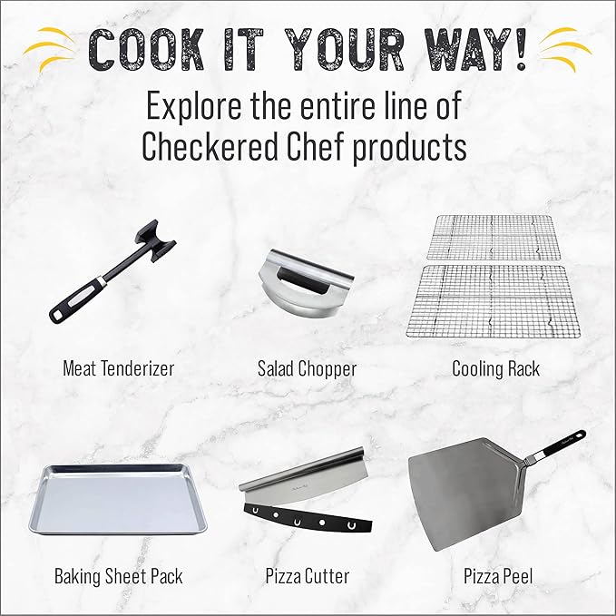 Checkered Chef Quarter Sheet Pan with Wire Rack for Cooking - 1/4 Sheet Pan, 13" x 9.5" Aluminum Cookie Sheets and Stainless Steel Cooling Rack for Baking