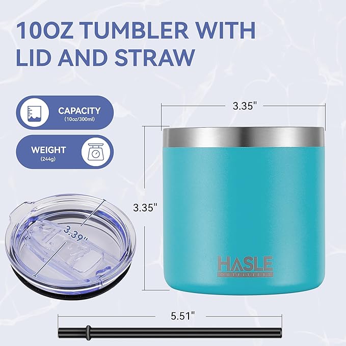 HASLE OUTFITTERS 10oz Insulated Tumblers with Lid and Straw,Stainless Steel Tumbler Travel Coffee Mug,Double Wall Reusable Tumbler Cup for Iced and Hot Drinks(Mint Green,6 Pack)