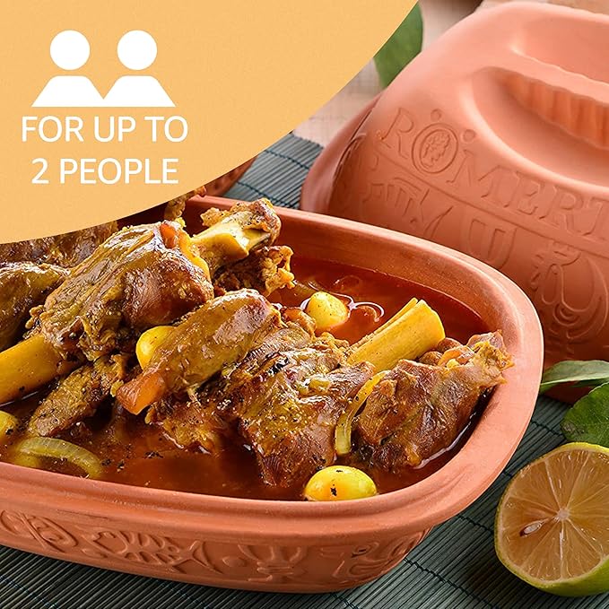 Romertopf Clay Roaster | Non-Stick Dutch Oven | Health Pot Cooking | Clay Baker | Versatile Cooking Vessel - 1.6 Quarts (1.5 Liters) for up to 2 people
