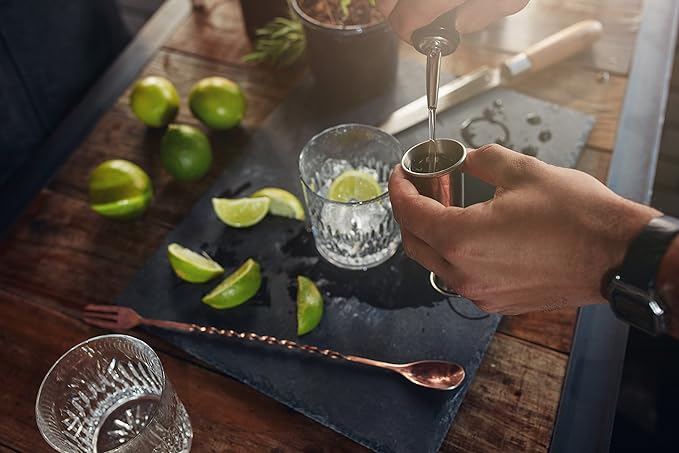 HIC Kitchen Bar Japanese-Style Double Cocktail Jigger, 18/8 Stainless Steel, For Mixing And Measuring Craft Cocktails, 0.5- To 2-Ounce