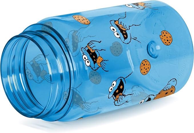 Simple Modern Sesame Street Cookie Monster Kids Water Bottle Plastic BPA-Free Tritan Cup with Leak Proof Straw Lid | Reusable and Durable for Toddlers, Boys | Summit Collection | 12oz