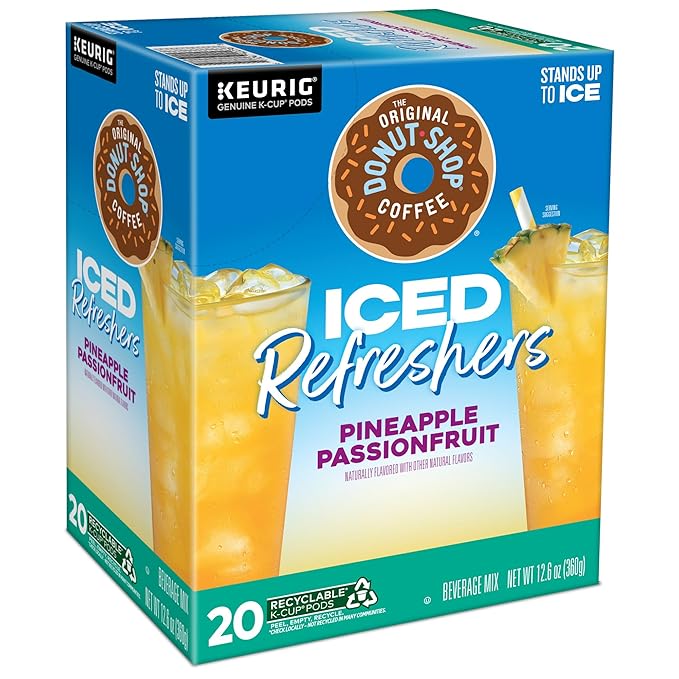 The Original Donut Shop Iced Refreshers, Pineapple Passionfruit Flavor, Keurig Single Serve K-Cup Pods, 20 Count