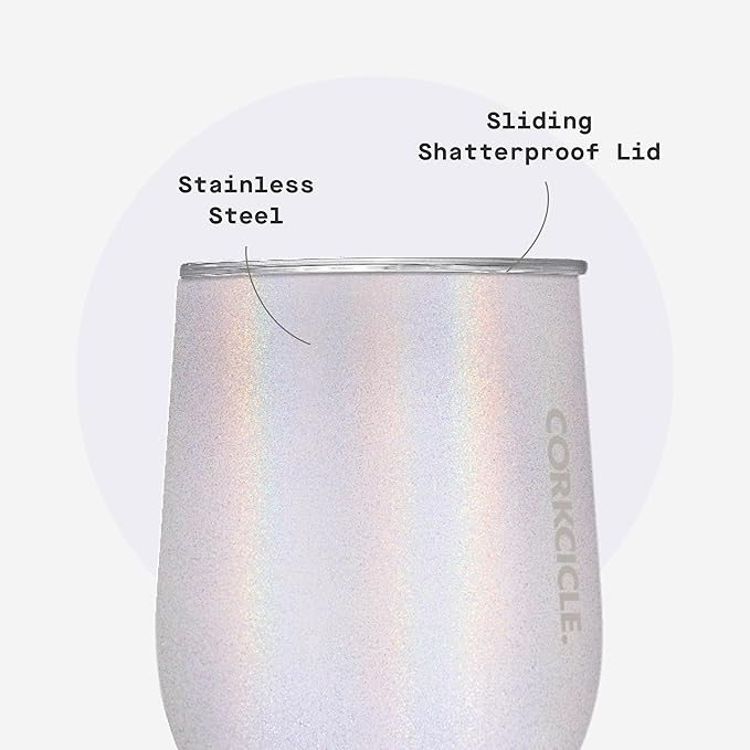 Corkcicle Stemless Wine Tumbler - Keeps Drinks Cold for 6 Hours - Triple-Insulated Stainless Steel - Non-Slip Base - Summer Drinkware Gift - Keeps Drinks Ice Cold - 12 oz - Unicorn Magic