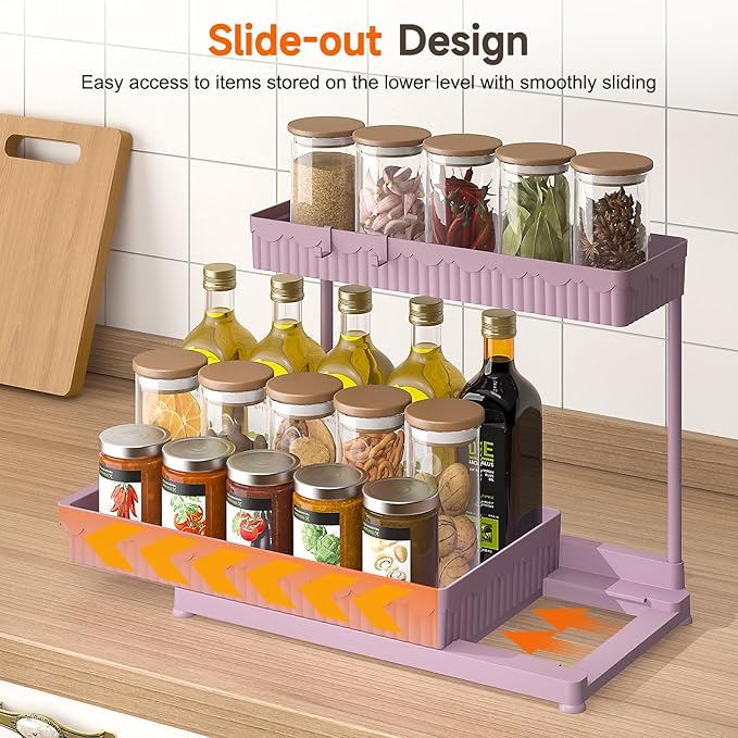 3 Pack Multi-Purpose Under Sink Organizers and Storage (Pink, 12.85 inches)