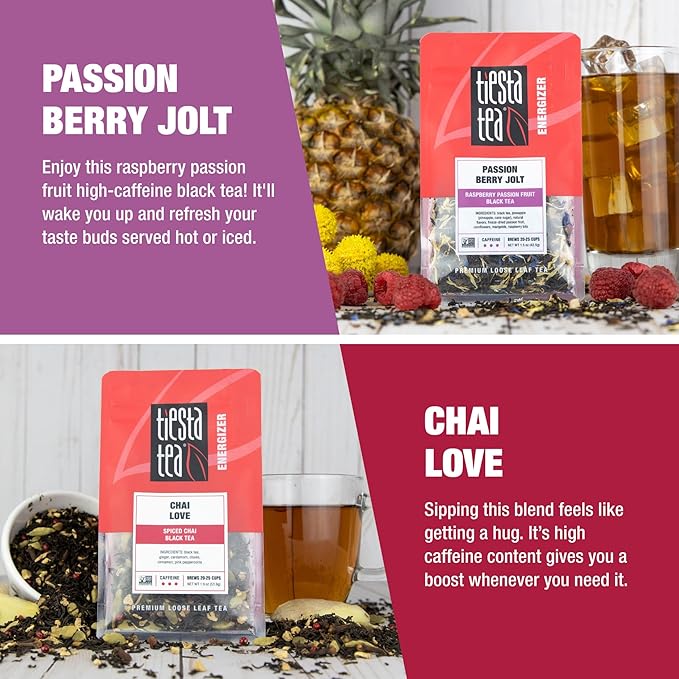 Tiesta Tea - Black Tea Gift Box, Loose Leaf, High Caffeinated Variety Pack, Make Hot & Iced, 5 Pouches of Assorted Blends with English Breakfast, Earl Grey, Chai and Passion Fruit Blend