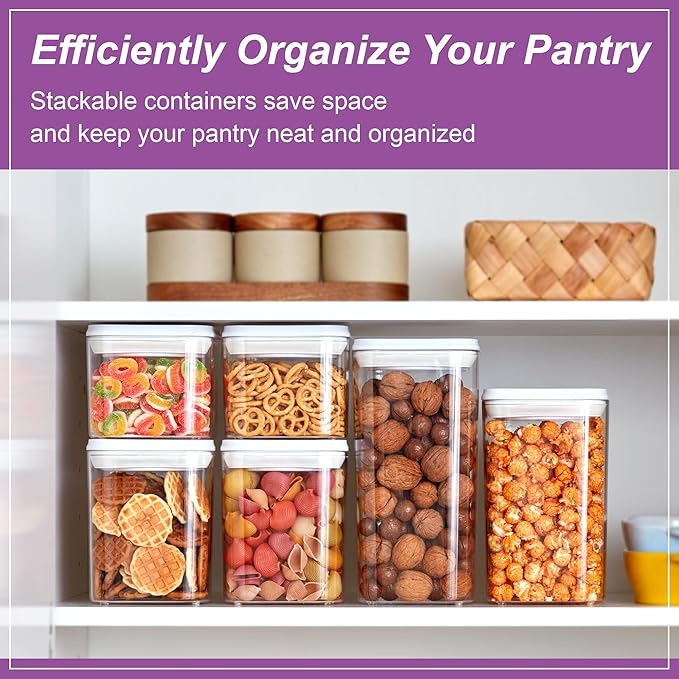 Amazing Abby - Carol - Acrylic Canister (4-Piece Set), 48/72/96/112-Ounce Capacity, Plastic Airtight Food Container, Stackable, BPA-Free, Shatter-Proof, Perfect for Home and Commercial Use