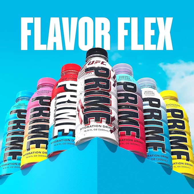 PRIME Hydration UFC, Sports Drinks, Electrolyte Enhanced for Ultimate Hydration, 250mg BCAAs, B Vitamins, Antioxidants, Low Sugar, 16.9 Fl Oz, 12 Pack