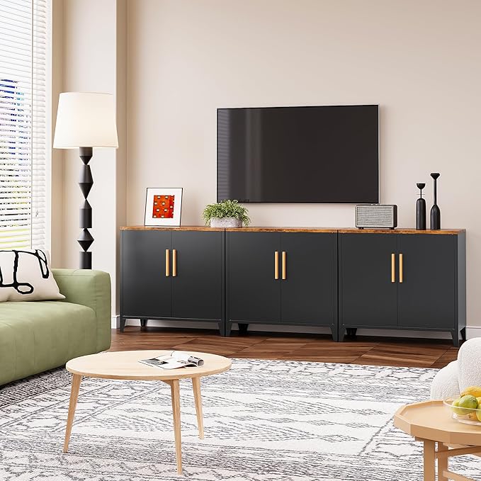 SISESOL Black Storage Cabinet with Doors and Shelves,30 inch Pantry Cabinet Sideboard with Leg,Small Accent Cabinets with Storage,Side Floor Cabinets for Home,Kitchen,Coffee Bar,Dining/Living Room