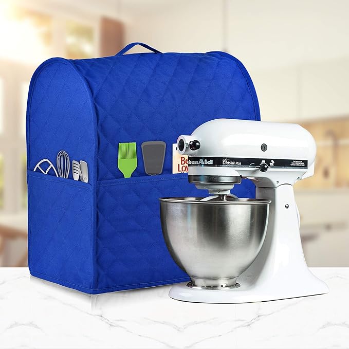 Stand Mixer Cover compatible with Kitchenaid Mixer, Fits All Tilt Head & Bowl Lift Models,Pure Cottot,Fine, Soft, Not Easy to Fade, Not Easy To Pilling. (Fits for 4.5-Quart and All 5-Quart, Blue)