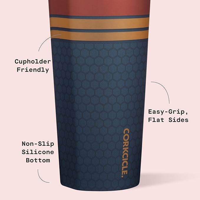 Corkcicle Disney Tumbler - Triple-Insulated Stainless Steel - Keeps Drinks Cold 9 Hours - Spill-Proof Lid - Reusable - Summer Drinkware Gift - Keeps Drinks Ice Cold - 24 oz - Captain Marvel