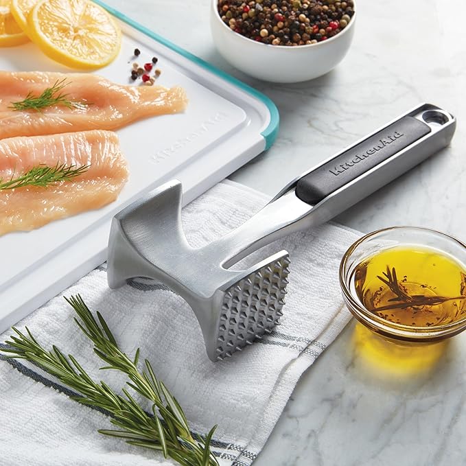 KitchenAid Gourmet Multi Sided Meat Tenderizer for Pounding Meats, Nuts, Shellfish, ect, Hang Hole for Easy Storage, Hand Wash, One Size, Black (Pack of 12)