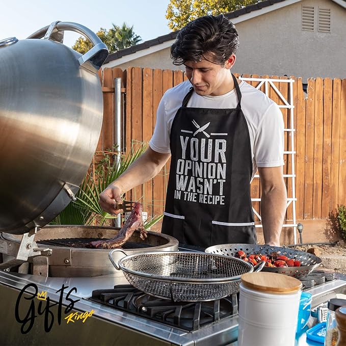 Funny Apron for Women and Men - Adjustable Chef Apron for Grilling, Cooking, BBQ