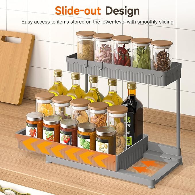 3 Pack Multi-Purpose Under Sink Organizers and Storage (Grey, 14.85 inches)