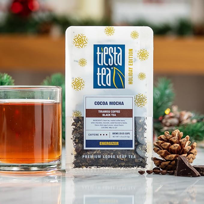 Tiesta Tea - Santa's Bag Tea Gift Set, High to Non Caffeinated Variety Pack, Make Hot & Iced, Assorted Blends with Black, Rooibos, and Herbal, 5 Individual Resealable Pouches