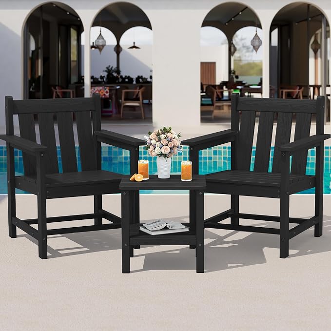 SEWRWALL Patio Furniture Set, HDPE Material All Weather Use Adirondack Chair Set - Image 8