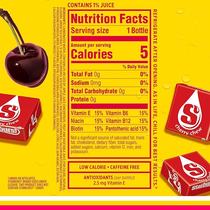 Sparkling Ice STARBURST Cherry, Zero Sugar Flavored Sparkling Water, with Vitamins and Antioxidants, Low Calorie Beverage, 17 fl oz Bottles (Pack of 12)