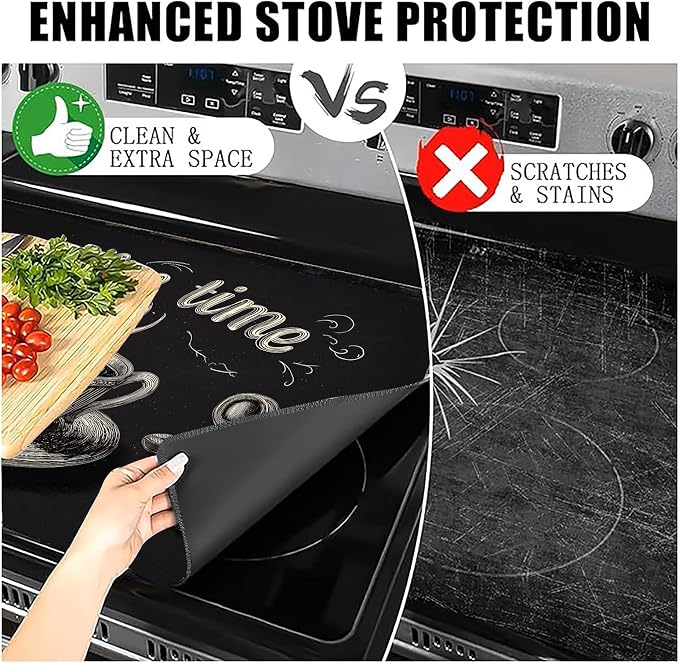 Coffee Time Stove Top Cover 28.3 x 20.5 Inches, Heat Resistant Glass Stove - Image 8