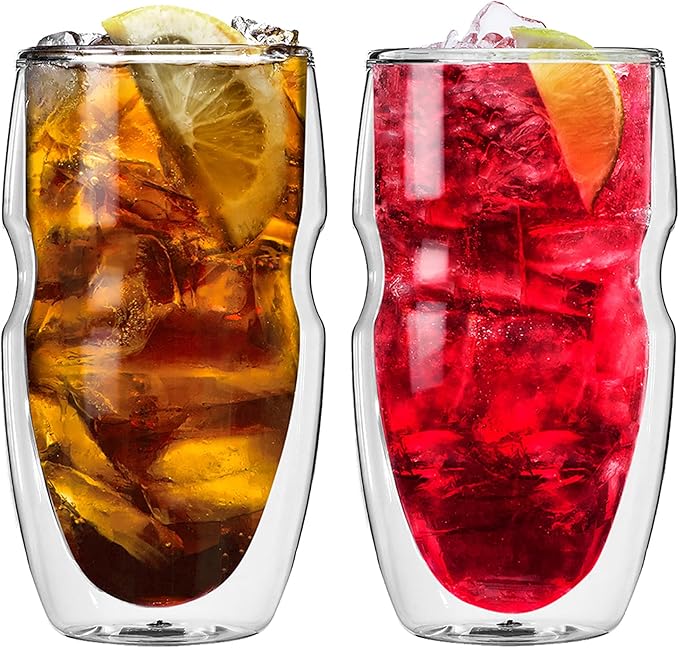 Ozeri Serafino Double Wall Insulated Beverage and Coffee Glasses, 12-Ounce, Set of 2