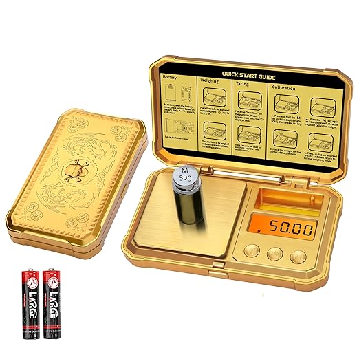 Digital Pocket Gram Scale 300g x 0.01g Accuracy， Small Mini High Precision Gold Scale Digital Weight Grams and Oz for Jewelry,Diamond，Arrows, Powders and Medicine,with 50g Cal Weights