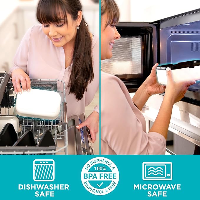 Double Premium Bento Box Adult, 67 fl oz BPA-Free - Cream Stackable Lunch Box with Leak-Proof Lids & Dividers, Perfect for Meal Prep, Lunches & Portion Control