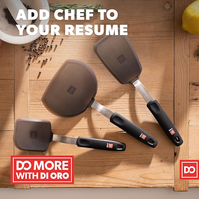 DI ORO Small Silicone Spatula - Kitchen Spatulas for Nonstick Cookware - 600°F Heat-Resistant Thin & Flexible Silicone Turner - BPA Free Mini Egg & Cookie Spatula for Cooking - Dishwasher Safe
