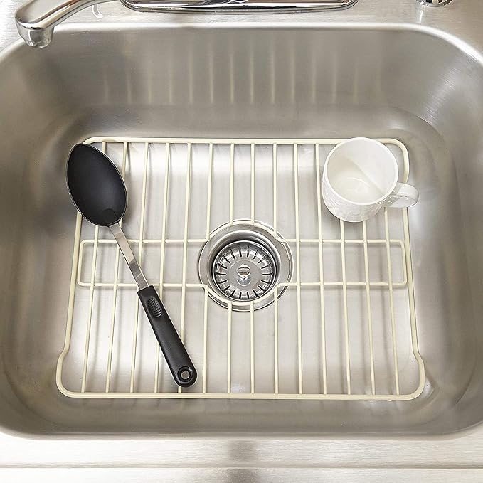 Better Houseware Sink Protectors for Kitchen Sink, Protective Metal Grid, 12x10.25x1 inches, Almond Kitchen Sink Mat to Shield Sink Base from Scratches, Rust-Resistant Coating, S