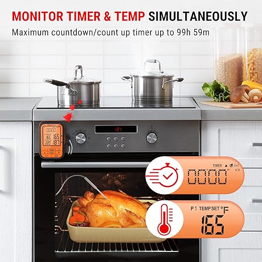 ThermoPro Meat Thermometer Wireless TP28 with Dual BBQ Probe, Grill Thermometer for Outside Grill, Meat Thermometer for Smoker Oven Grill, Digital Food Thermometer for Beef Turkey Lamb