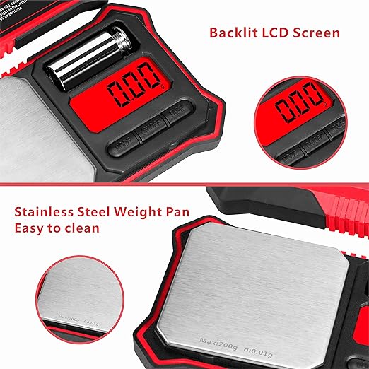Fuzion Digital Pocket Scale, 200g x 0.01g Jewelry Gram Scale, 6 Units Conversion, LCD Back-Lit Display, Use for Jewelry/Medicine/Food/Powder/Herb(Battery Included)