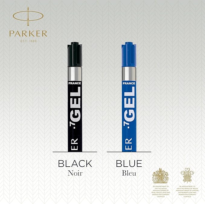 Parker Refill for Parker Retractable Gel Ink Roller Ball Pens, Medium Conical Tip, Black Ink, 2/Pack