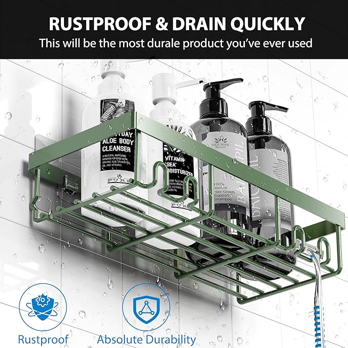 Moforoco Adhesive Shower Caddy Organizer Shelves Rack - 5 Pack Corner Bathroom Storage Organization, Home & Kitchen Decor Inside RV Accessories, Hanging First Apartment Household Camper Essentials