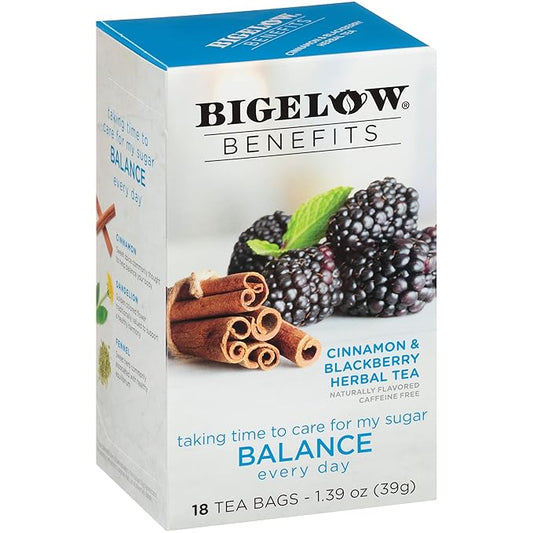 Bigelow Tea Benefits Balance Cinnamon and Blackberry Caffeine Herbal Teabags, 18 Count, Pack of 6