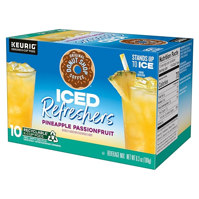 The Original Donut Shop Iced Refreshers, Pineapple Passionfruit Flavor, Keurig Single Serve K-Cup Pods, 60 Count (6 Packs of 10)