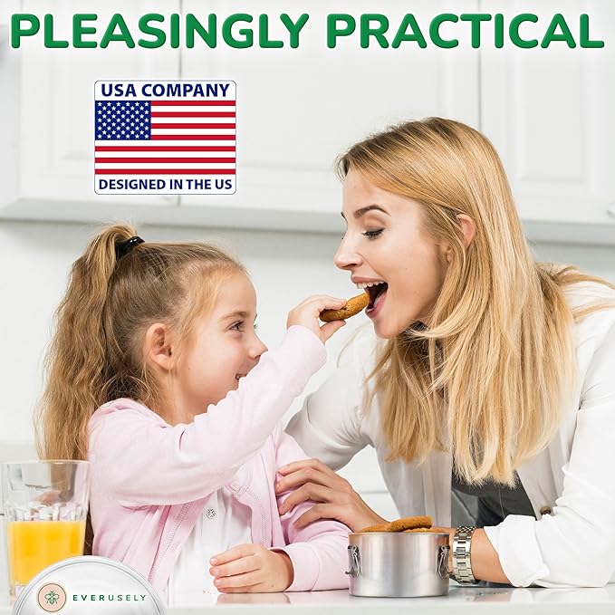 Stainless Steel Food Storage Container with Lid - 40 oz / 1.2 L - Metal Lunch + Meal Prep Tin with Food-Safe Leakproof Seal - Stackable Pantry Snack Organizer - Reusable Travel Lunchbox for Leftovers