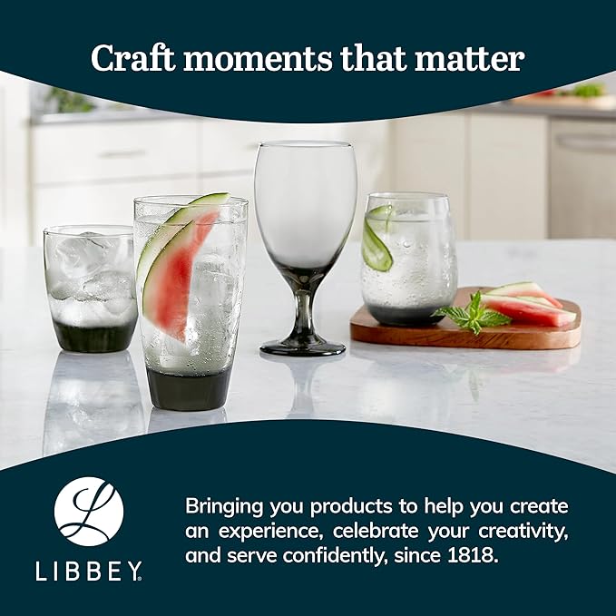 Libbey Classic Smoke Rocks Glasses, 13-ounce, Set of 12