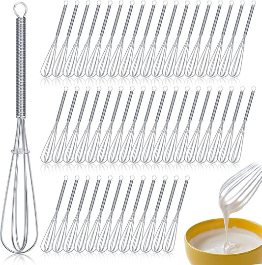 Baderke 50 Pcs 6 Inch Mini Whisk Bulk Small Whisks for Cooking 304 Stainless Steel Tiny Whisk for Baking, Whipping, Beating Eggs, Mixing Sauces, Blending Ingredients