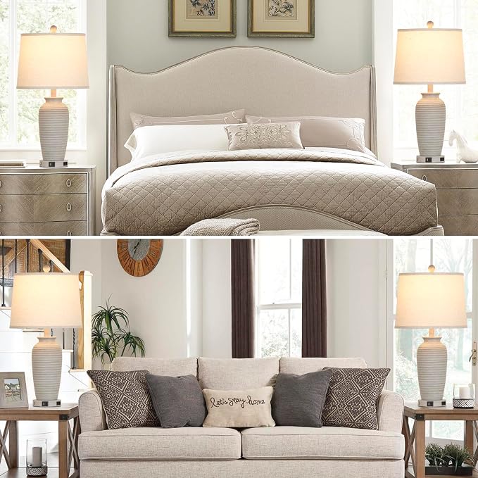 CINSARY 25" Farmhouse Jar Table Lamps Set of 2, 3 Way Touch Control Rustic - Image 5