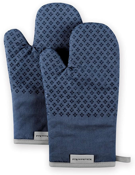 KitchenAid Asteroid Oven Mitt Set, 7"x12.5", Blue Willow, 2 Piece