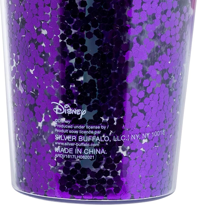 Silver Buffalo Disney Villains Confetti Cold Cup Featuring Cruella de Vil, Ursula, Evil Queen, and Maleficent, 32 Ounces