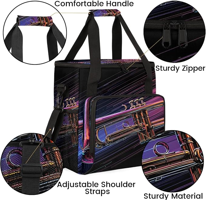 Music Trumpet Coffee Maker Carring Bag, Large Insulated Storage Organizer Case - Image 6